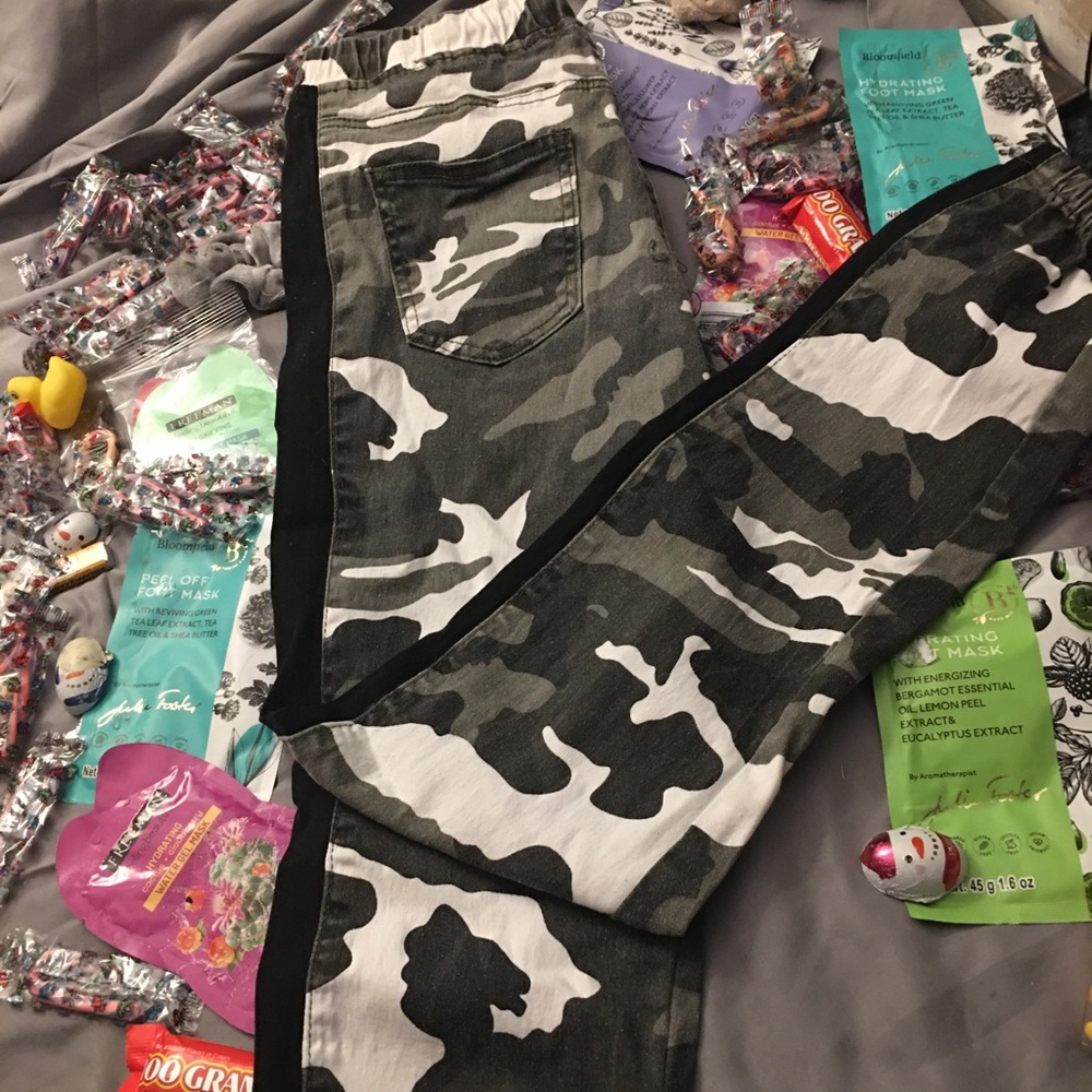 black and white camo cargo pants